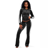 Women Casual Zip Top and Pant Two Piece Set