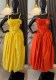 Women Fall Elegant Solid Pleated Strap Dress