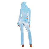 Women Casual Hooded Top and Pant Two Piece Set