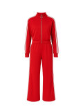 Women’s Streetwear Striped Long Sleeve Zip-Up Jacket and Wide Leg Pants Two-Piece Tracksuit