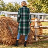 Women Fall Winter Patchwork Color Block Plaid Coat