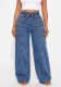 Women American Style Rivet Wide Leg Denim Pants