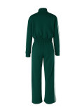 Women’s Streetwear Striped Long Sleeve Zip-Up Jacket and Wide Leg Pants Two-Piece Tracksuit
