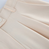 Women's Autumn Turndown Collar Blazer and Wide Leg Pant Two Piece Set