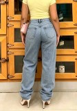 Women Tiered Ripped Patch Denim Pants