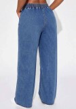 Women American Style Rivet Wide Leg Denim Pants