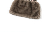 Fall Winter Women’s Faux Fur Patchwork Strapless Leopard Print Dress