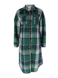 Women Fall Winter Patchwork Color Block Plaid Coat