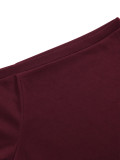Women Fall Winter Long Sleeve Slash Shoulder Top and Wide Leg Pant Two Piece Set