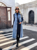 Women Turndown Collar Sleeveless Denim Vest