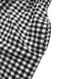 Women Casual Irregular Plaid Wide Leg Long Pants