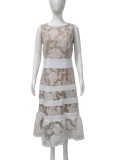 Women French Lace Floral Patchwork Formal Party Dress