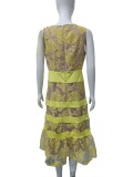 Women French Lace Floral Patchwork Formal Party Dress