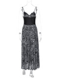 Women Sexy Cutout Slit Striped Basic Dress