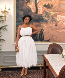 Women African Fall Sleeveless Cami Top and Skirt Two Piece Set
