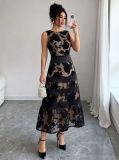 Women French Lace Floral Patchwork Formal Party Dress