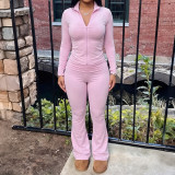 Women's Fall Zipper Hooded Tracksuit Two Piece Set