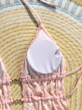 Women's Floral Embroidered Pearl Embellished Two Piece Bikini Swimsuit