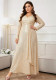 Women's Plus Size Chic Elegant Solid Color Sequin Long Sleeve V Neck Slim Fit Formal Party Dress
