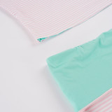 Women's Polka Dot and Striped Reversible Colorblock Strap Open Waist Slim Fit Shorts Set