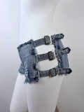 Women's Summer Street Style Washed Low Rise Hollow Out Denim Shorts