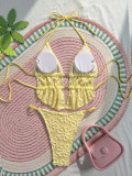 Women's Floral Embroidered Pearl Embellished Two Piece Bikini Swimsuit