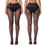 Women's Sexy Black Sheer High Waist Lace Butterfly Jacquard Pantyhose Lingerie Stockings