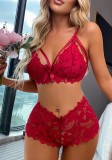 Women's Sexy Lace Bow Two Piece Lingerie Set