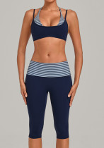 Women's Printed Halter Neck Layered Look Two Piece Workout Set Women's Printed Halter Neck Layered Look Two Piece Workout Set