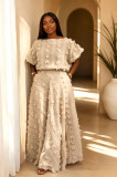 Women's Fall Solid Color Short Sleeve Off Shoulder Loose Casual Skirt Set