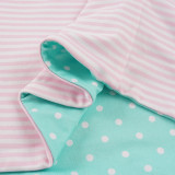 Women's Polka Dot and Striped Reversible Colorblock Strap Open Waist Slim Fit Shorts Set