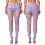 Women's Sexy Black Sheer High Waist Lace Butterfly Jacquard Pantyhose Lingerie Stockings