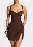 Women's Fall Chic Low Cut Tank Style Slim Fit Ruched Strap Dress