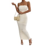 Women's Fall Solid Color Sleeveless Strap Tight Fitting Maxi Dress
