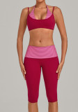 Women's Printed Halter Neck Layered Look Two Piece Workout Set