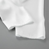 Women's Satin  Long Sleeve V Neck Blouse with Elastic Hem