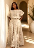 Women's Fall Solid Color Short Sleeve Off Shoulder Loose Casual Skirt Set