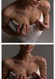 Women's Multi Layer Pearl Shoulder Chain for Strapless Wedding and Formal Party Dresses