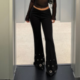 Women's Y2K Metallic Low Rise Slim Fit Flared Pants
