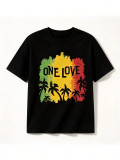 Women's Summer Casual Palm Tree Print Short Sleeve Round Neck T Shirt