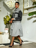 Women Color Block Patchwork Turndown Collar Stitched Cargo Denim Jacket