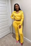 Women Printed Zipper Hoodies & Bell Bottom Pant Two Piece Set