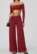 Women Fitness Off Shoulder Long Sleeve Yoga Top & Pants Two Piece Set Women Fitness Off Shoulder Long Sleeve Yoga Top & Pants Two Piece Set