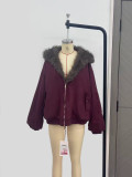 Women Hooded Faux Fur Jacket Coat