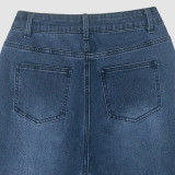 Women Washed Raw Hem Bell Bottom Denim Pants