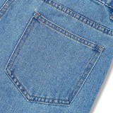 Women Fall American Star Patch Embroidery Denim Pants