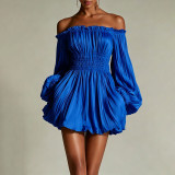 Women Fall Off Shoulder Ruched Dress