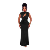 Women Solid Sexy Hollow Bodycon Dress