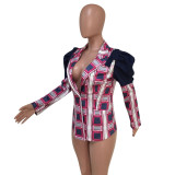 Women Fall Winter Printed Shoulder Floral Top