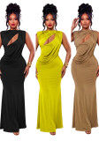 Women Solid Sexy Hollow Bodycon Dress